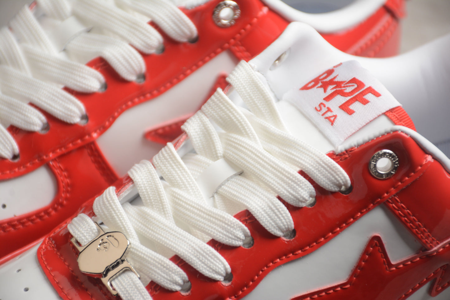 Bape Sta Lackleder Weiß Orange 