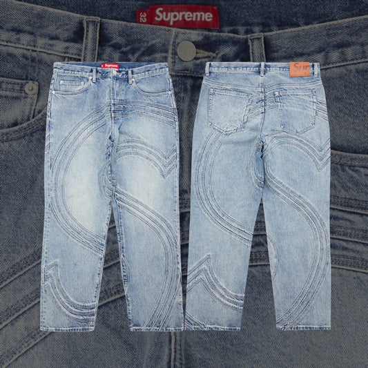 Jeans larghi con logo Supreme S