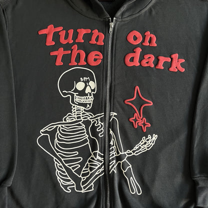 Broken Planet Skelett-Kapuzenpullover mit Reißverschluss 