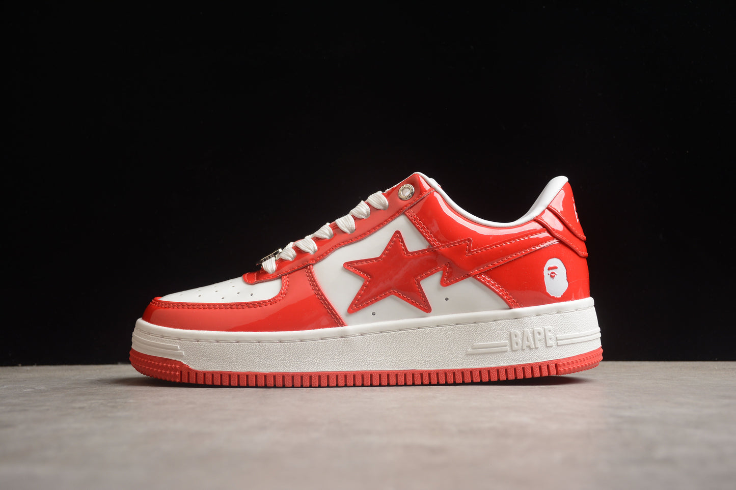 Bape Sta Lackleder Weiß Orange 