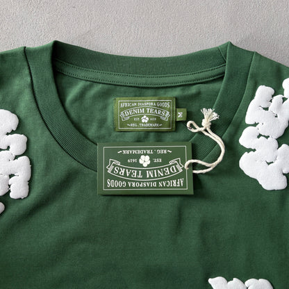 Maglietta con lacrime di denim 