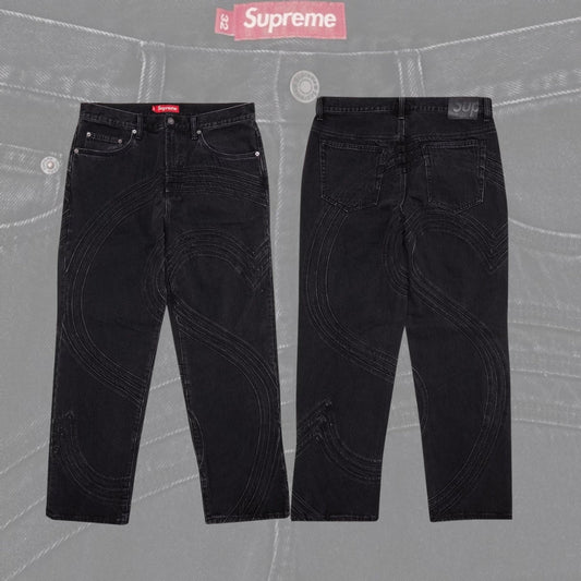 Jeans larghi con logo Supreme S