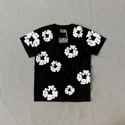 Maglietta con lacrime di denim 