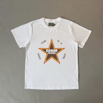 Maglietta con lacrime di denim 