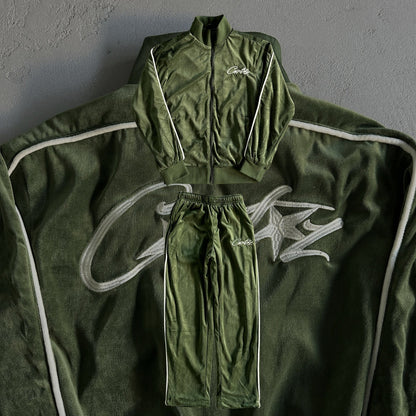 Corteiz Velvet Trackset Grün 