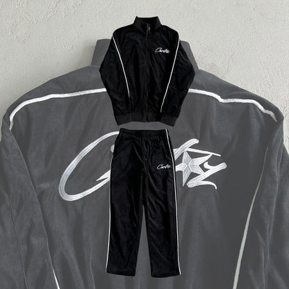 Corteiz Velvet Trainingsanzug Schwarz