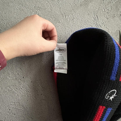 Corteiz Stripe Beanie Schwarz Rot Blau