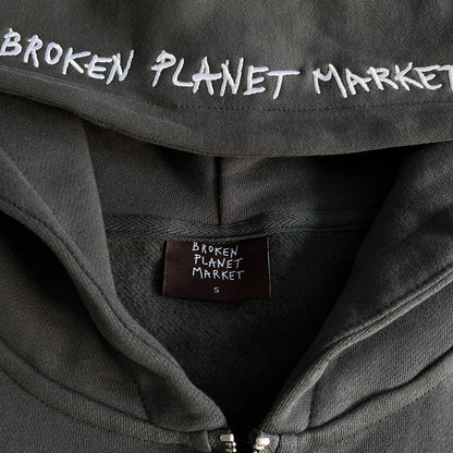 Broken Planet Skelett-Kapuzenpullover mit Reißverschluss 