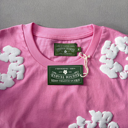 Maglietta con lacrime di denim 