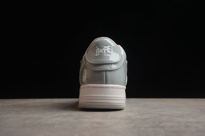 Bape Sta Lackleder Grau und Weiß 