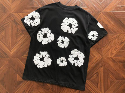 Maglietta con lacrime di denim 