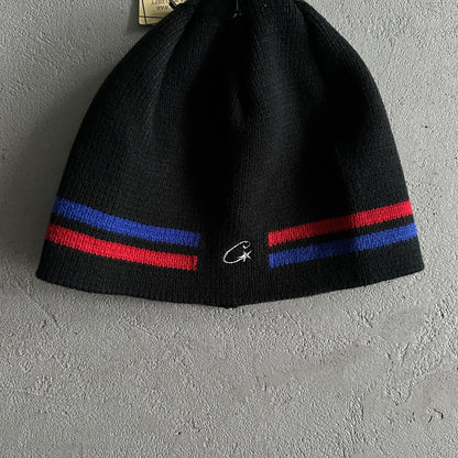 Corteiz Stripe Beanie Schwarz Rot Blau