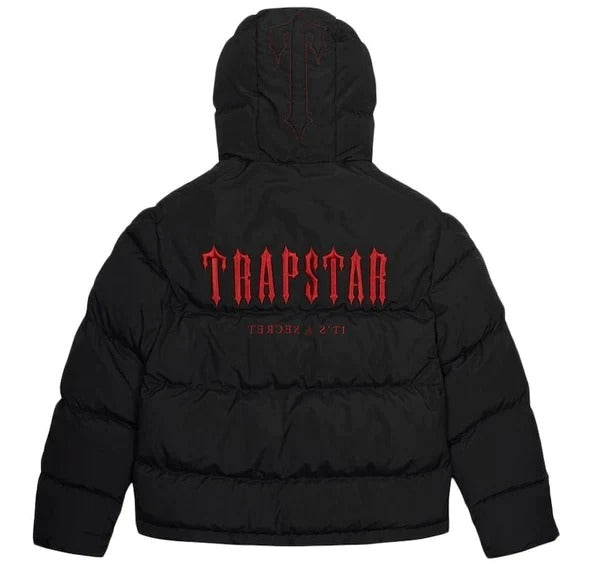 Trapstar Decoded Pufferjacke mit Kapuze 2.0 Schwarz / Infrarot 