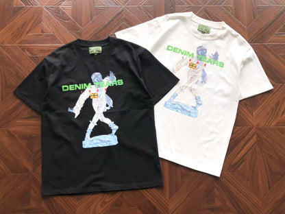 Maglietta con lacrime di denim 