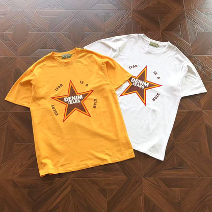 Maglietta con lacrime di denim 