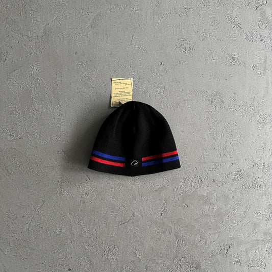 Corteiz Stripe Beanie Schwarz Rot Blau