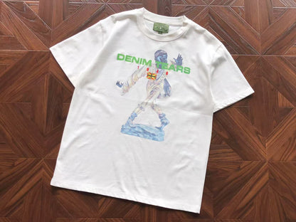 Maglietta con lacrime di denim 